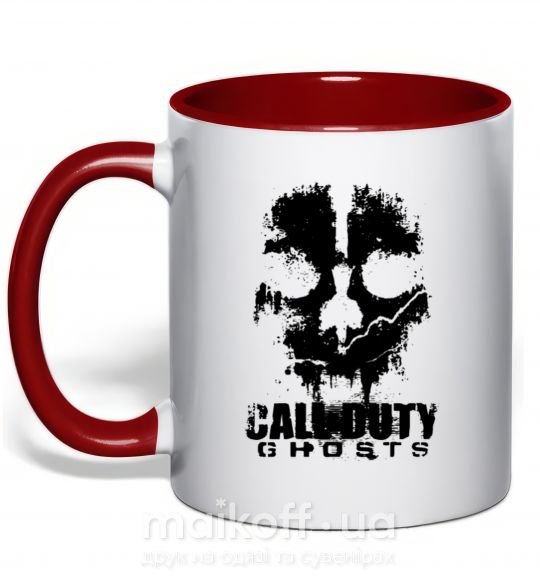 Чашка с цветной ручкой Call of Duty ghosts with skull Красный фото