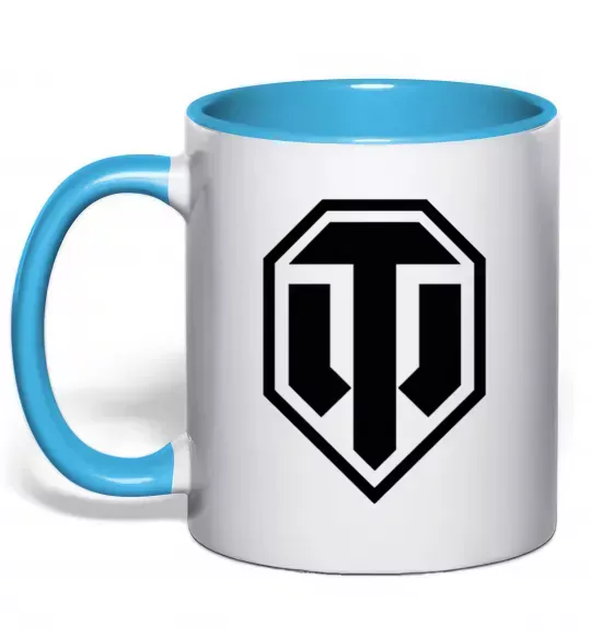 Чашка с цветной ручкой Танки Голубой фото