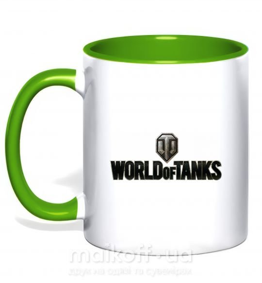 Чашка з кольоровою ручкою World of Tanks лого цветное Зелений фото