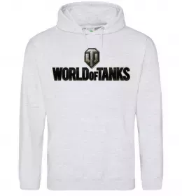 Чоловіча толстовка (худі) World of Tanks лого кольорове Сірий меланж фото
