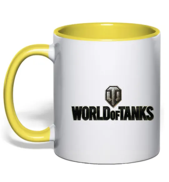 Чашка з кольоровою ручкою World of Tanks лого кольорове Лимонний фото