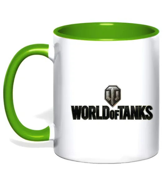 Чашка з кольоровою ручкою World of Tanks лого кольорове Лаймовий фото
