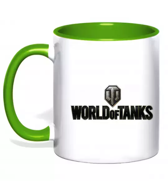 Чашка с цветной ручкой World of Tanks лого кольорове Зеленый фото
