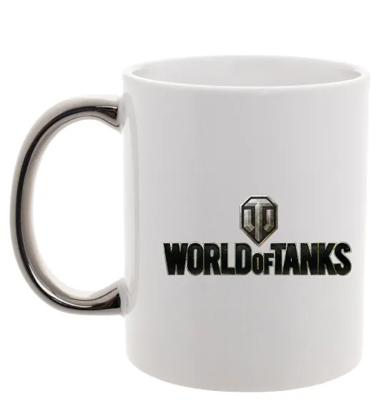 Чашка с цветной ручкой World of Tanks лого кольорове Серебро фото