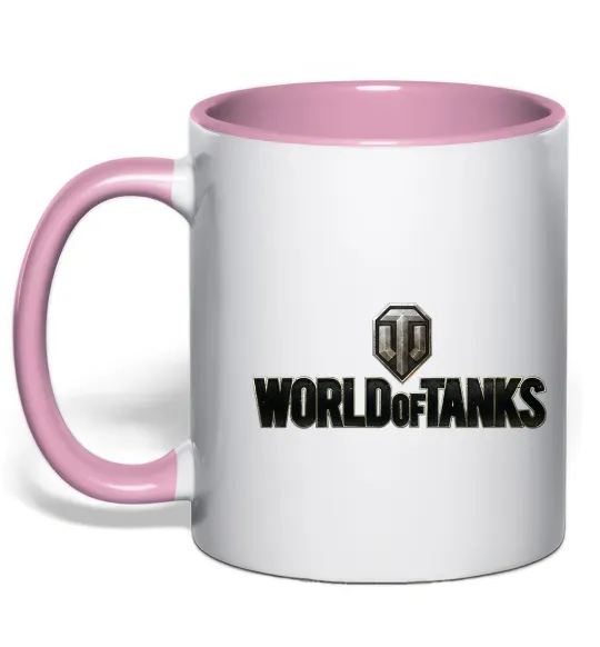 Чашка с цветной ручкой World of Tanks лого кольорове Нежно розовый фото