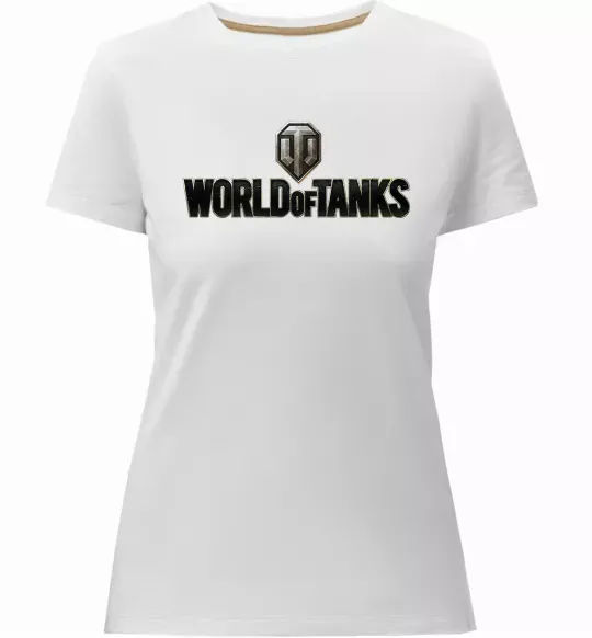 Женская премиум футболка World of Tanks лого кольорове Белый фото