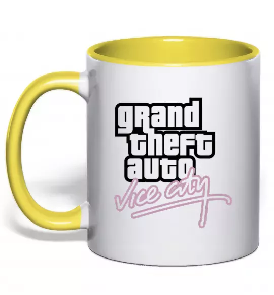 Чашка з кольоровою ручкою Grand theft auto Vice city Сонячно жовтий фото