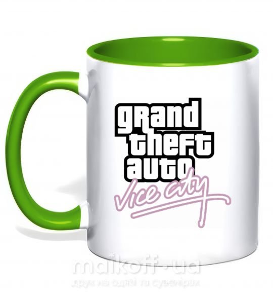 Чашка з кольоровою ручкою Grand theft auto Vice city Зелений фото