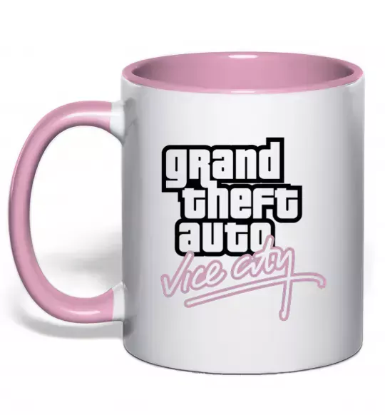 Чашка з кольоровою ручкою Grand theft auto Vice city Ніжно рожевий фото