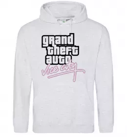 Чоловіча толстовка (худі) Grand theft auto Vice city Сірий меланж фото