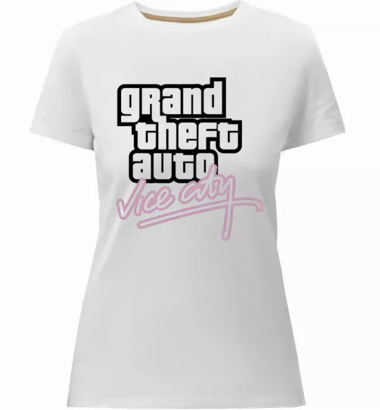 Жіноча преміум футболка Grand theft auto Vice city Білий фото
