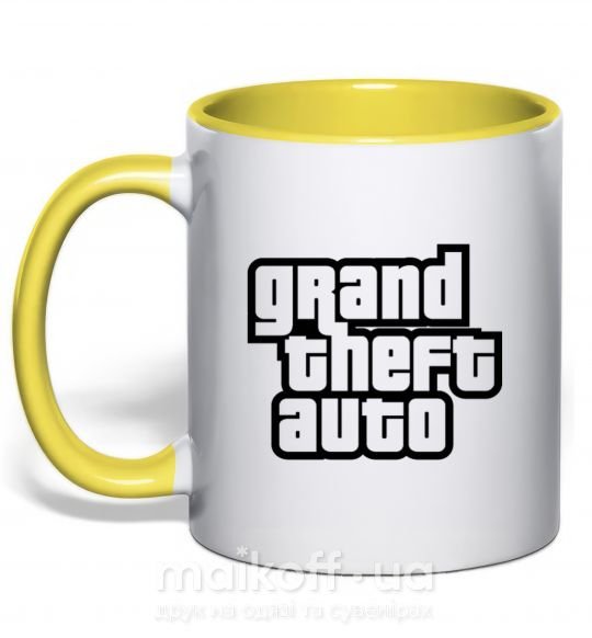 Чашка з кольоровою ручкою GTA logo Сонячно жовтий фото