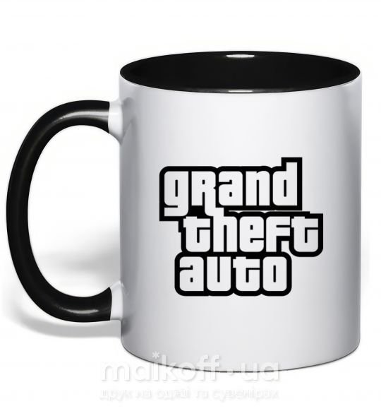 Чашка з кольоровою ручкою GTA logo Чорний фото