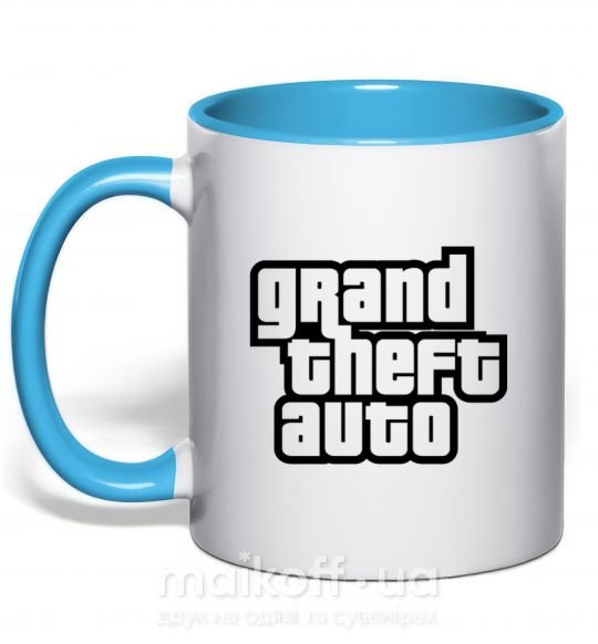 Чашка з кольоровою ручкою GTA logo Блакитний фото