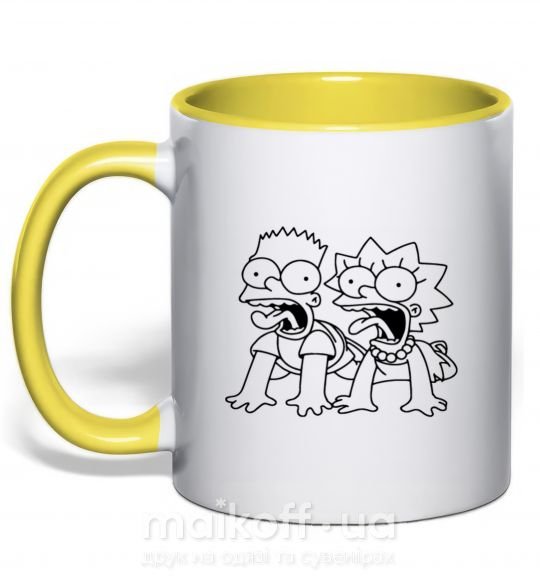 Чашка з кольоровою ручкою Лиса и Барт Сонячно жовтий фото