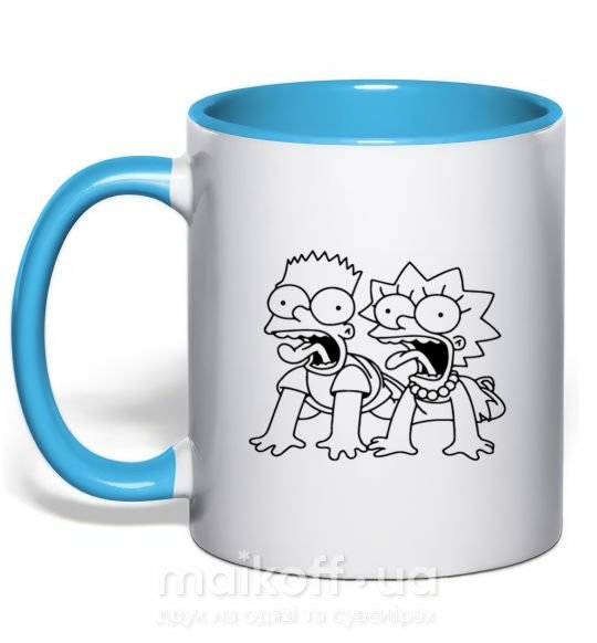 Чашка с цветной ручкой Лиса и Барт Голубой фото