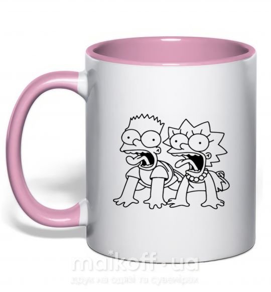 Чашка з кольоровою ручкою Лиса и Барт Ніжно рожевий фото