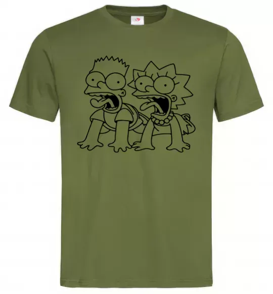 Мужская футболка Ліса та Барт Оливковый фото