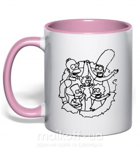 Чашка з кольоровою ручкою Сипсоны вместе Ніжно рожевий фото