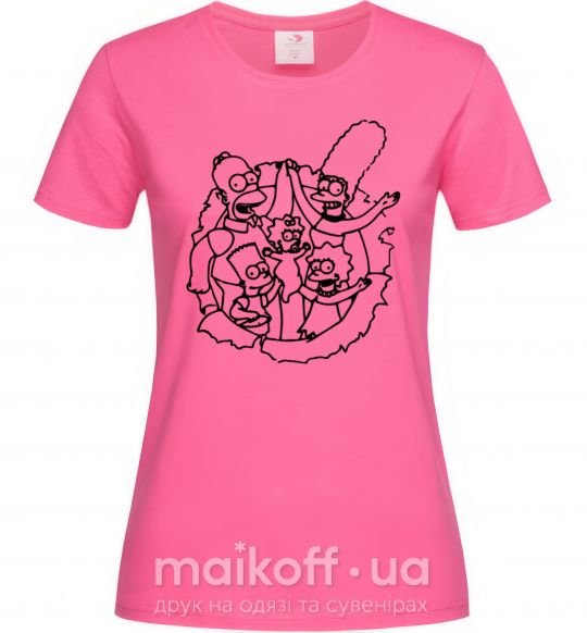 Женская футболка Сипсоны вместе Ярко-розовый фото
