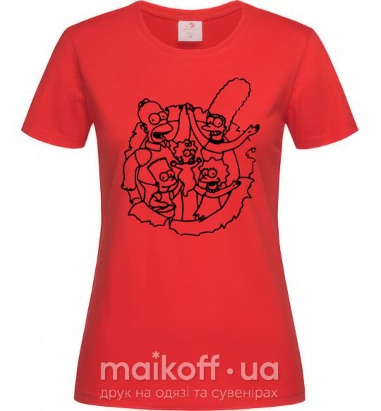 Женская футболка Сипсоны вместе Красный фото