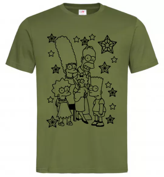 Чоловіча футболка Сімпсони в зірках Оливковий фото