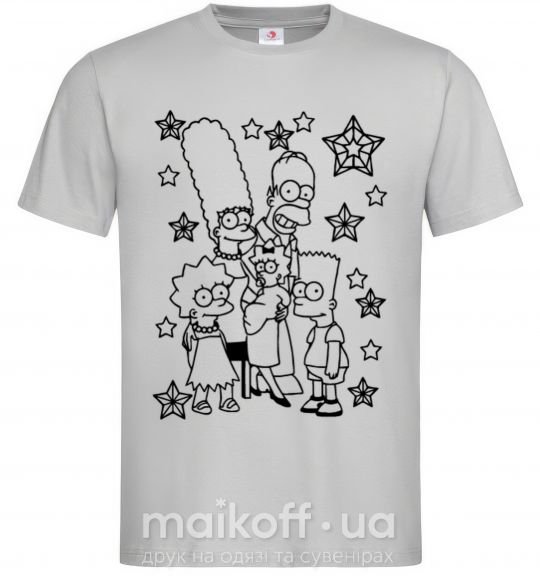 Чоловіча футболка Симпсоны в звездах Сірий фото
