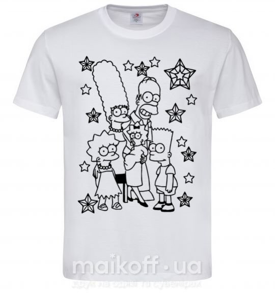 Мужская футболка Симпсоны в звездах Белый фото