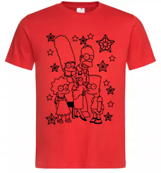 Чоловіча футболка Сімпсони в зірках Червоний фото