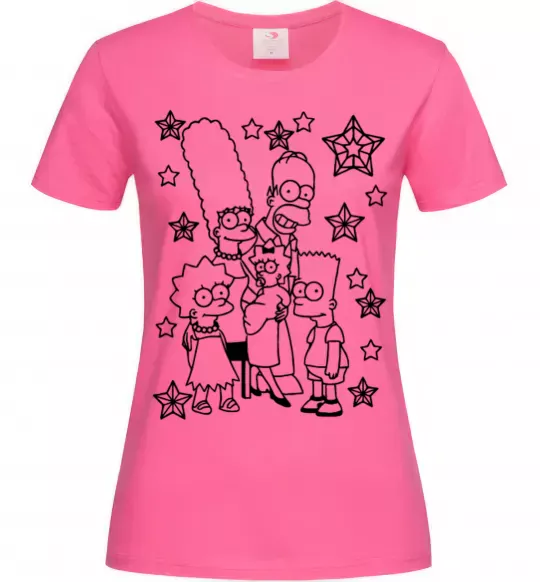 Женская футболка Сімпсони в зірках Ярко-розовый фото