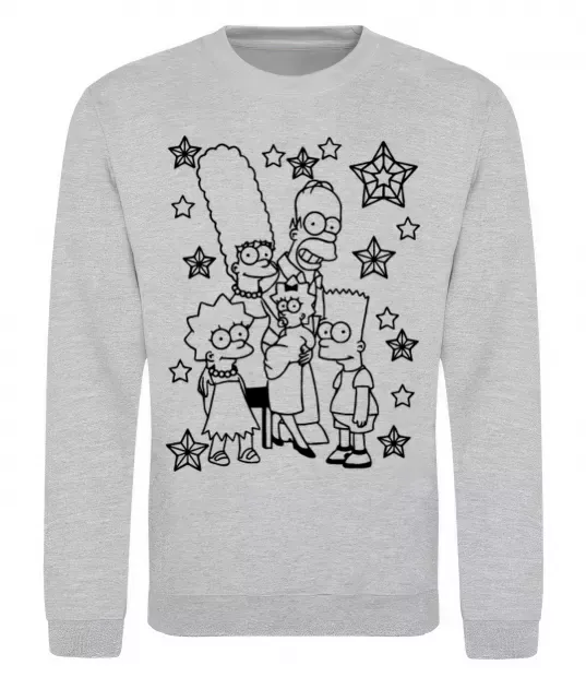 Світшот Сімпсони в зірках Сірий меланж фото