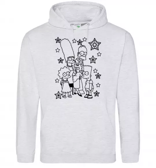 Жіноча толстовка (худі) Сімпсони в зірках Сірий меланж фото