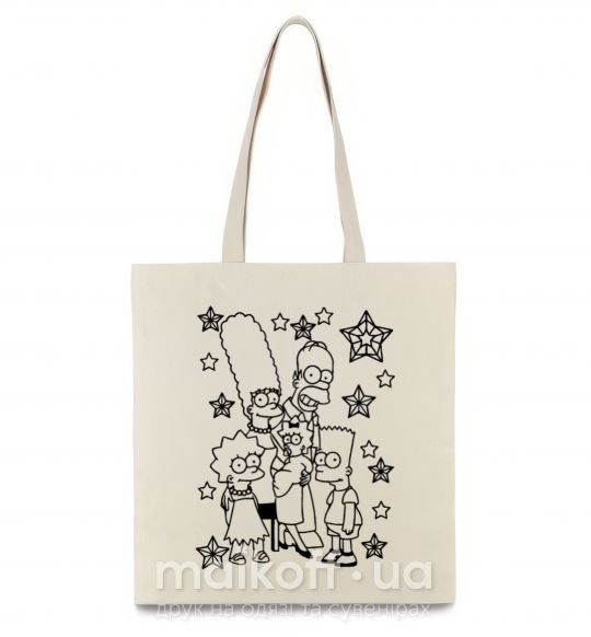 Еко-сумка Симпсоны в звездах Бежевий фото