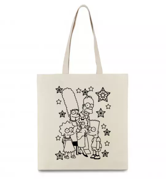 Еко-сумка Сімпсони в зірках Бежевий фото