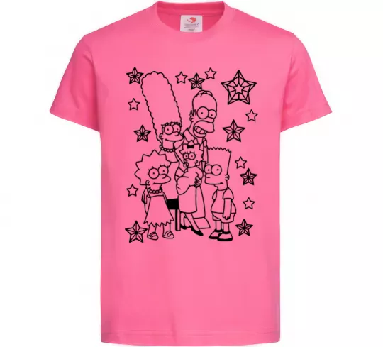Дитяча футболка Сімпсони в зірках Яскраво-рожевий фото