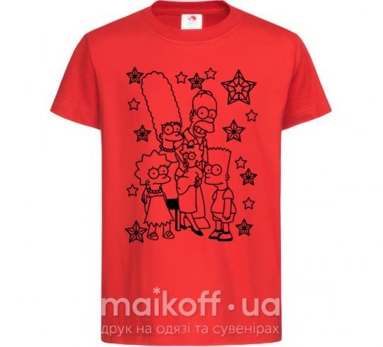 Детская футболка Симпсоны в звездах Красный фото