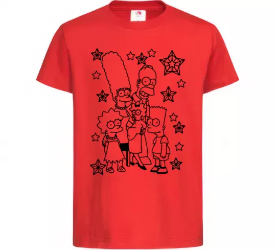 Дитяча футболка Сімпсони в зірках Червоний фото