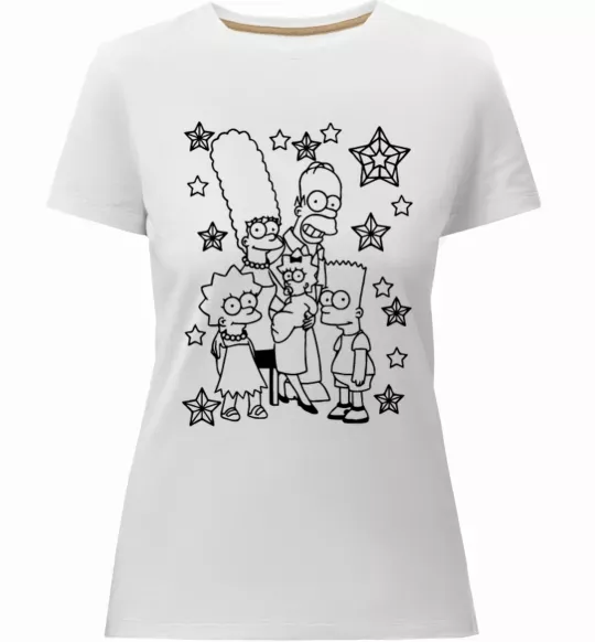 Жіноча преміум футболка Сімпсони в зірках Білий фото