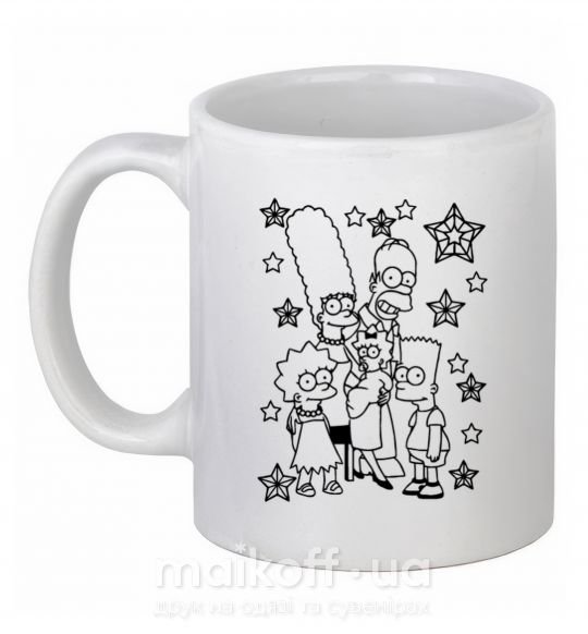 Чашка керамічна Симпсоны в звездах Білий фото