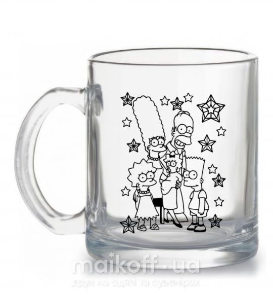 Чашка скляна Симпсоны в звездах Прозорий фото