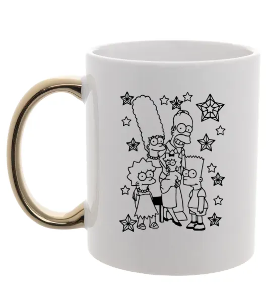 Чашка с цветной ручкой Сімпсони в зірках Золото фото