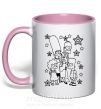 Чашка с цветной ручкой Симпсоны в звездах Нежно розовый фото