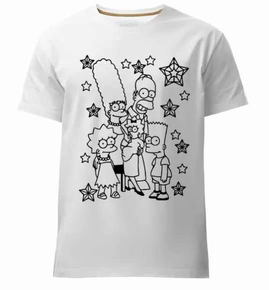 Чоловіча преміум футболка Сімпсони в зірках Білий фото