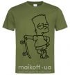 Чоловіча футболка Барт со скейтом Оливковий фото