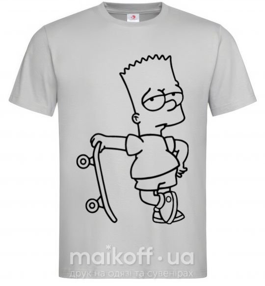 Чоловіча футболка Барт со скейтом Сірий фото