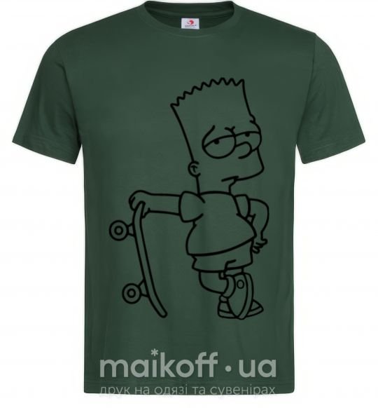 Мужская футболка Барт со скейтом Темно-зеленый фото