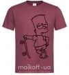 Мужская футболка Барт со скейтом Бордовый фото