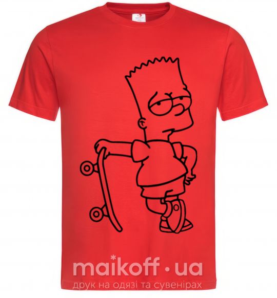 Мужская футболка Барт со скейтом Красный фото