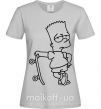 Жіноча футболка Барт со скейтом Сірий фото