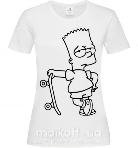 Жіноча футболка Барт со скейтом Білий фото